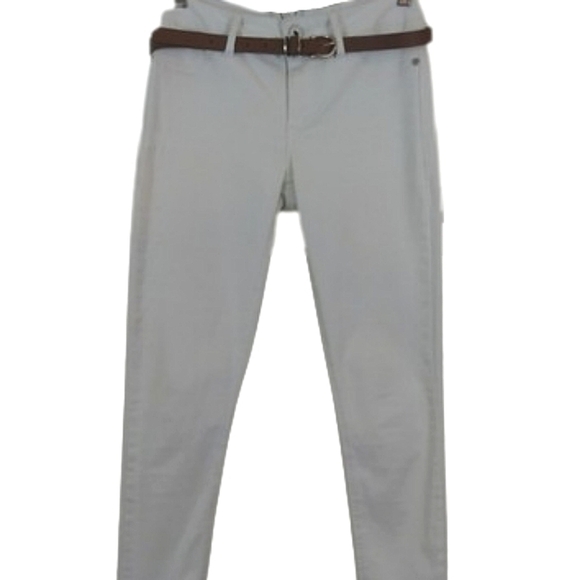 Maurices Pants - Maurices White Jeans Skinny Jeans Cotton Jegging Neutral Pants & Brown Belt
